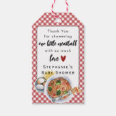 小さなミートボールがやってくる！ 赤ちゃん歓迎のシャワーパーティ ギフトタグ (正面)