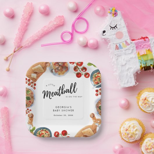 小さなミートボールイタリアン食べ物ベビーシャワー ペーパープレート (パーティー)