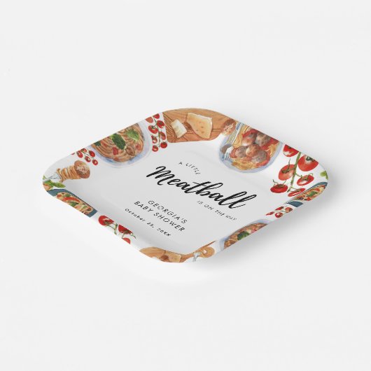 小さなミートボールイタリアン食べ物ベビーシャワー ペーパープレート (傾斜あり)