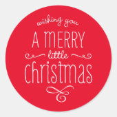 小さなメリークリスマスかわいい赤お洒落い ラウンドシール (正面)