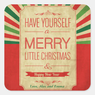 小さなメリークリスマスと幸せな新年 スクエアシール