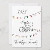 小さなメリークリスマスのライトストリング写真 シーズンカード (正面)