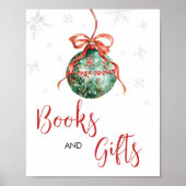 小さなメリークリスマスの本と贈り物 ポスター (正面)
