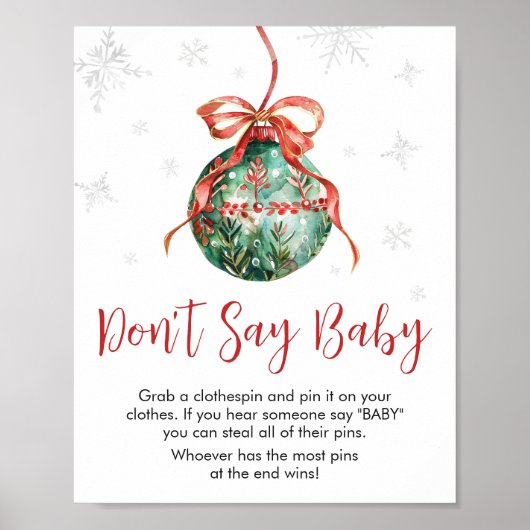 小さなメリークリスマスの赤ちゃんシャワーはベビーを言わない ポスター (正面)