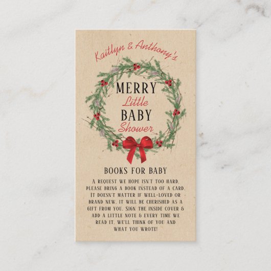 小さなメリークリスマスの赤ちゃんシャワーベビー エンクロージャーカード (正面)