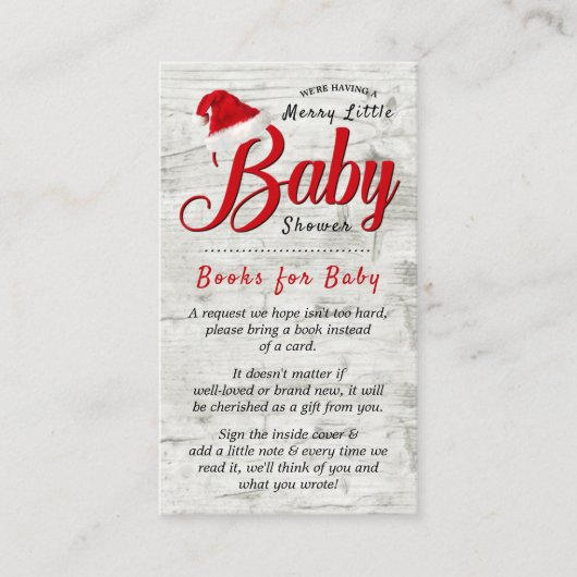 小さなメリークリスマスの赤ちゃんシャワーベビー エンクロージャーカード (正面)