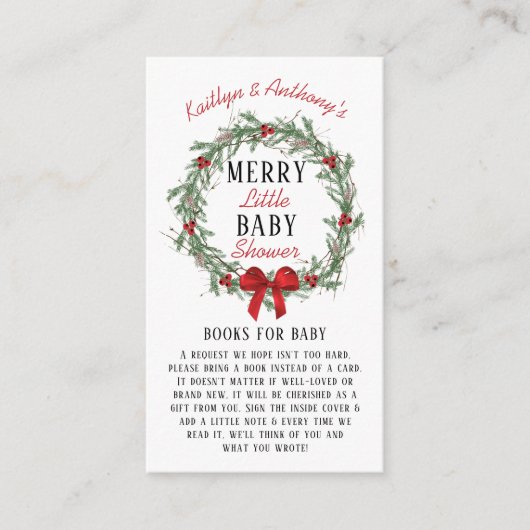 小さなメリークリスマスの赤ちゃんシャワーベビー エンクロージャーカード (正面)