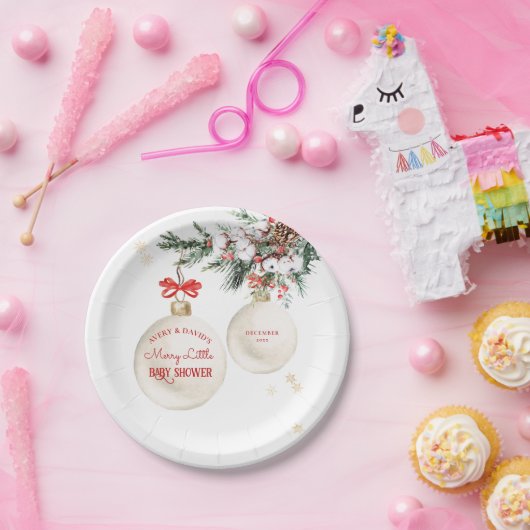 小さなメリークリスマスの赤ちゃんシャワーモダン ペーパープレート (パーティー)