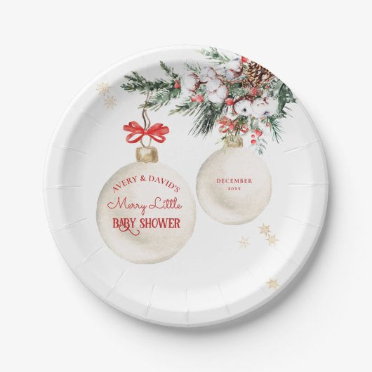 小さなメリークリスマスの赤ちゃんシャワーモダン ペーパープレート (正面)