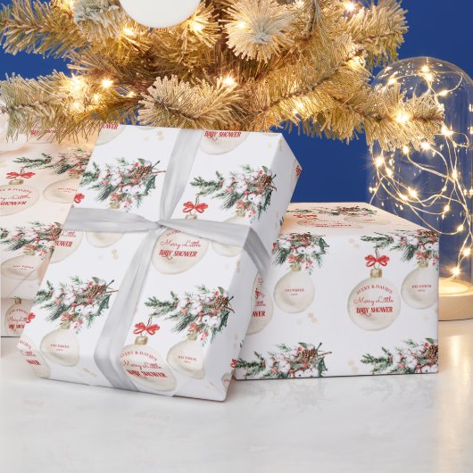 小さなメリークリスマスの赤ちゃんシャワーモダン ラッピングペーパー (クリスマス)