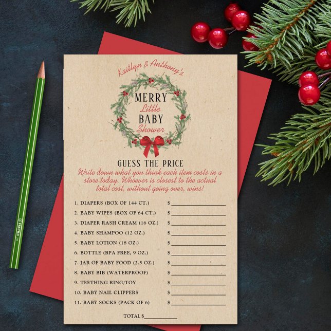 小さなメリークリスマスの赤ちゃんシャワー価格を推測 (クリエイターアップロード済み)