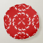 小さなメリークリスマスの赤と灰色の十字の矢印 ラウンドクッション (裏面)