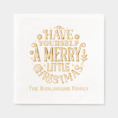 「小さなメリークリスマスを持って」、姓 箔ナプキン (正面)