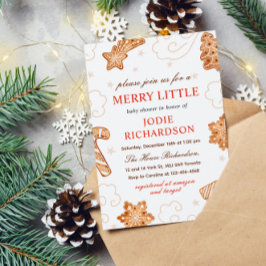 小さなメリークリスマスクッキー赤ちゃんシャワー 招待状