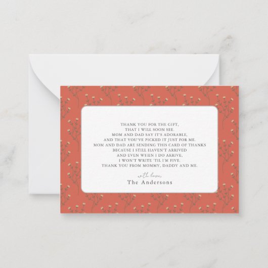 小さなメリークリスマスツリー赤ありがとう ノートカード (裏面)