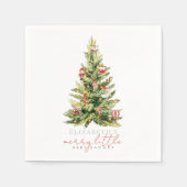 小さなメリークリスマスツリー赤い赤ちゃんシャワー スタンダードカクテルナプキン (正面)