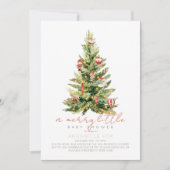 小さなメリークリスマスツリー赤い赤ちゃんシャワー 招待状 (正面)