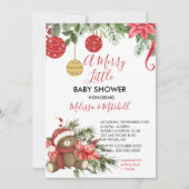 小さなメリークリスマステディベアのスカーフオーナメント 招待状 (正面)