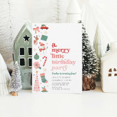 小さなメリークリスマスバースデーパーティーの女の子ピンク 招待状