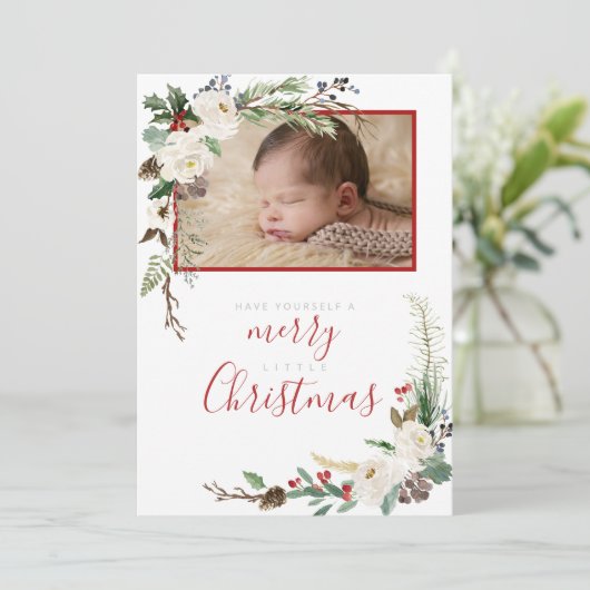 小さなメリークリスマスフォトイメージのグリーティングカード (スタンド正面)