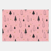 小さなメリークリスマスブラック/ピンク ラッピングペーパーシート (正面3)
