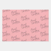 小さなメリークリスマスブラック/ピンク ラッピングペーパーシート (正面2)