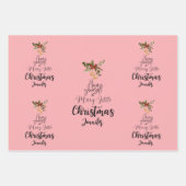 小さなメリークリスマスブラック/ピンク ラッピングペーパーシート (正面)