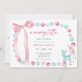 小さなメリークリスマスベビーガールシャワー 招待状 (正面)