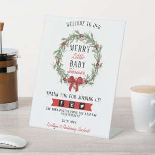 小さなメリークリスマスベビーシャワーへようこそ 台座サイン