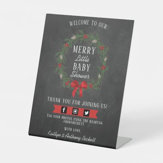 小さなメリークリスマスベビーシャワーへようこそ 台座サイン (正面)
