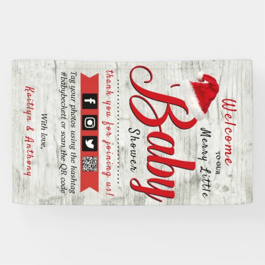 小さなメリークリスマスベビーシャワーへようこそ 横断幕 (横)