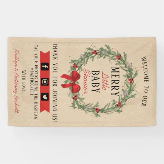 小さなメリークリスマスベビーシャワーへようこそ 横断幕 (横)