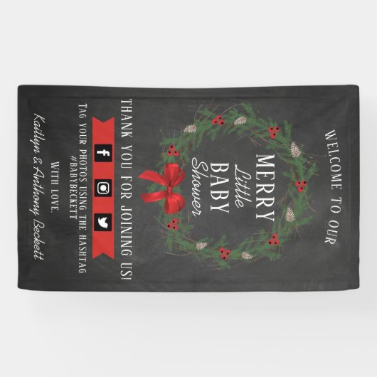 小さなメリークリスマスベビーシャワーへようこそ 横断幕 (横)