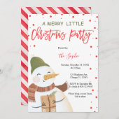 小さなメリークリスマスホリデークリスマスパーティー 招待状 (正面/裏面)