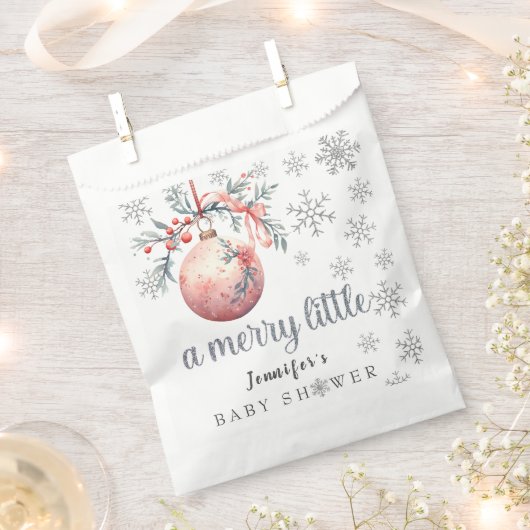 小さなメリークリスマスボール冬の赤ちゃんシャワー フェイバーバッグ (クリップ留めされた状態)