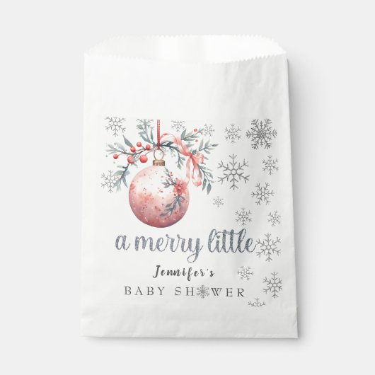 小さなメリークリスマスボール冬の赤ちゃんシャワー フェイバーバッグ (正面)