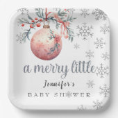 小さなメリークリスマスボール冬の赤ちゃんシャワー ペーパープレート (正面)