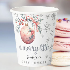 小さなメリークリスマスボール冬の赤ちゃんシャワー 紙コップ