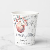 小さなメリークリスマスボール冬の赤ちゃんシャワー 紙コップ (正面)
