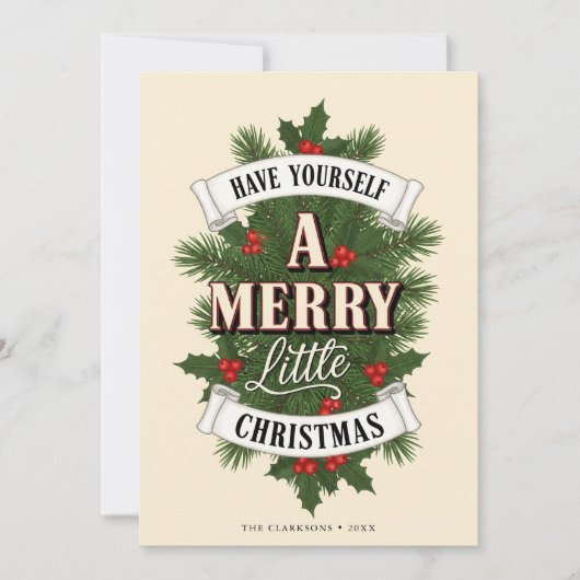 小さなメリークリスマスヴィンテージ シーズンカード (正面)