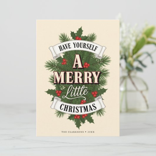 小さなメリークリスマスヴィンテージ シーズンカード (スタンド正面)