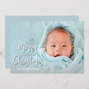 小さなメリークリスマス写真の誕生のお知らせ シーズンカード