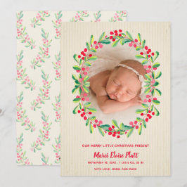 小さなメリークリスマス写真の誕生のお知らせ シーズンカード