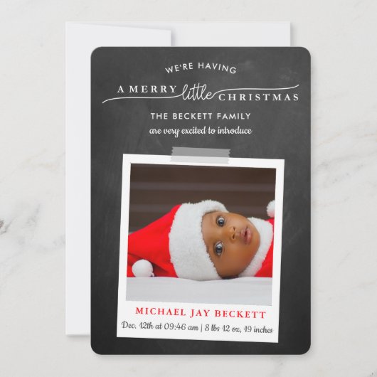 小さなメリークリスマス写真の誕生発表 シーズンカード (正面)