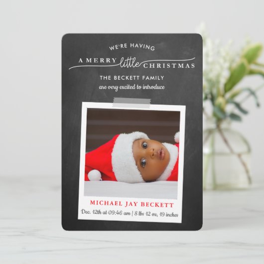 小さなメリークリスマス写真の誕生発表 シーズンカード (スタンド正面)