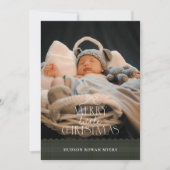 小さなメリークリスマス写真の誕生発表 シーズンカード (正面)