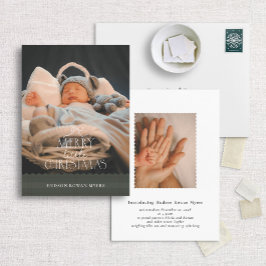 小さなメリークリスマス写真の誕生発表 シーズンカード