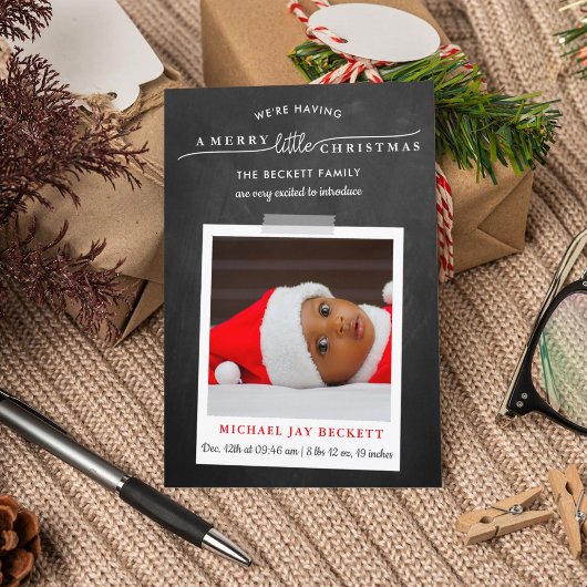 小さなメリークリスマス写真の誕生発表 シーズンカード