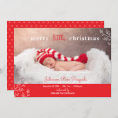 小さなメリークリスマス写真の誕生発表 シーズンカード (正面/裏面)