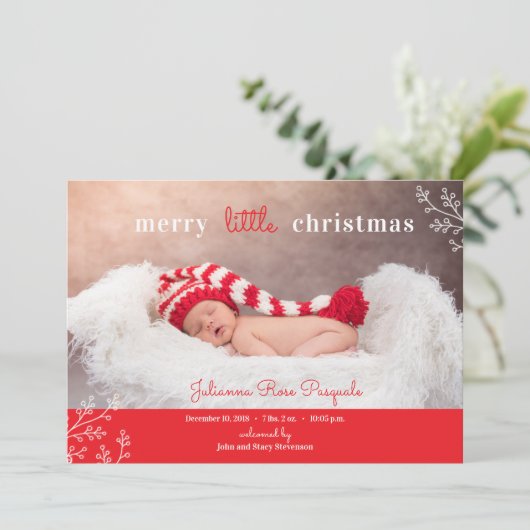 小さなメリークリスマス写真の誕生発表 シーズンカード